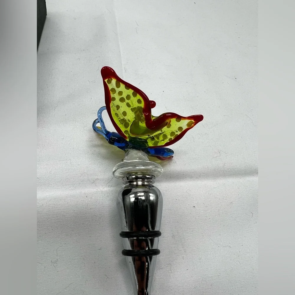 Two’s Company  Art Glass/metal Bottle Stopper Butterfly 4